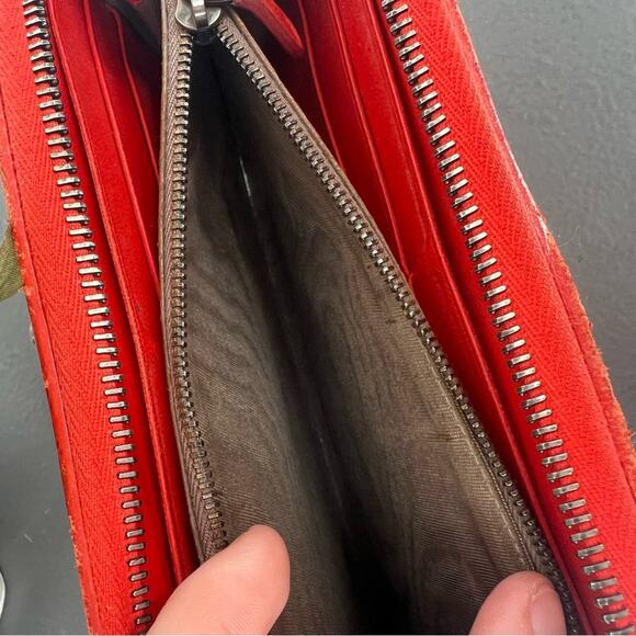 Bottega Veneta Orange Woven Leather Zip Around Wallet - Picture 4 of 10